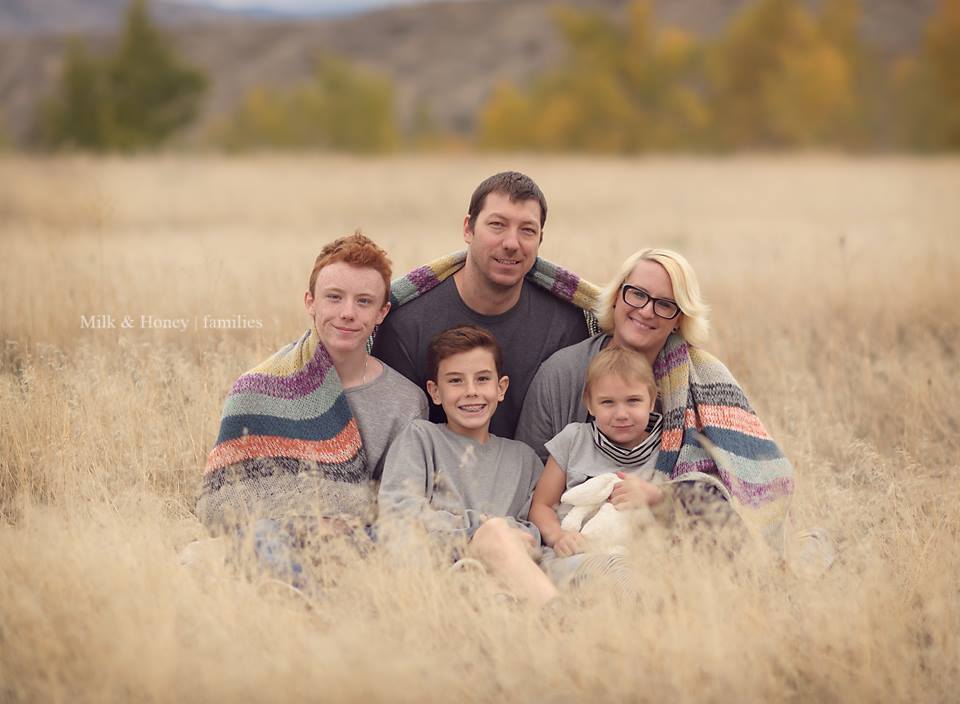 family photo with three children