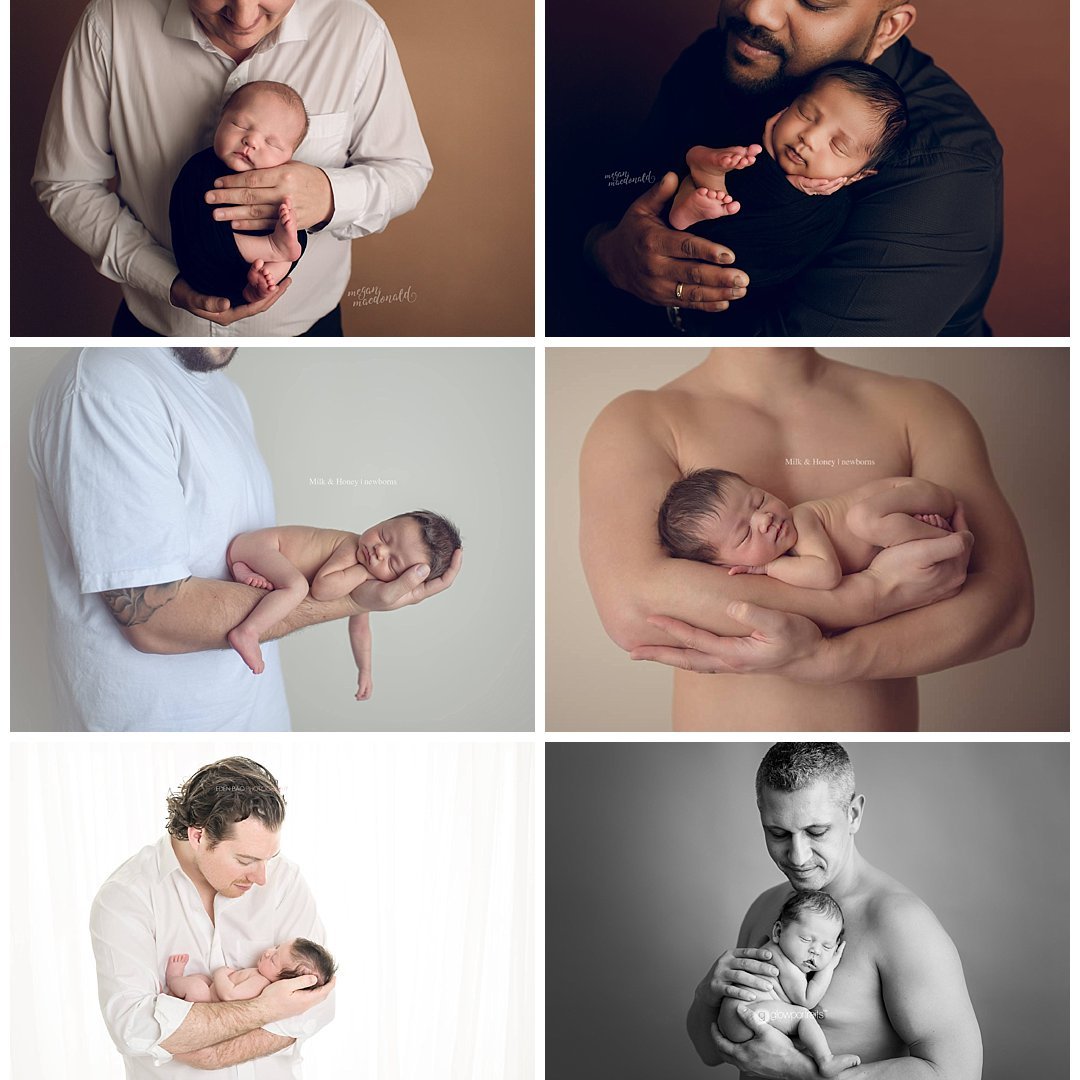 newborn posing with dads