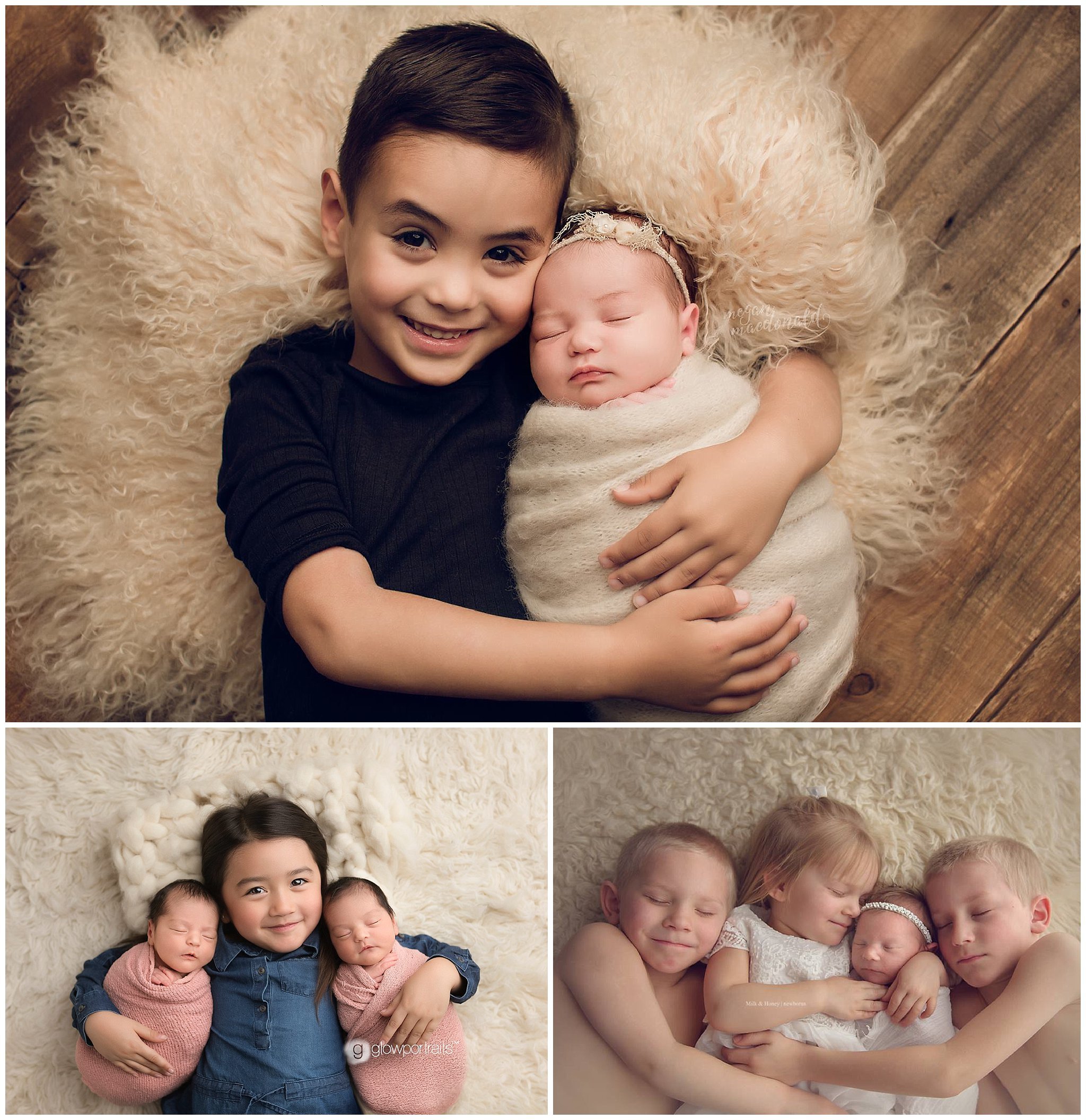 newborn poses with siblings