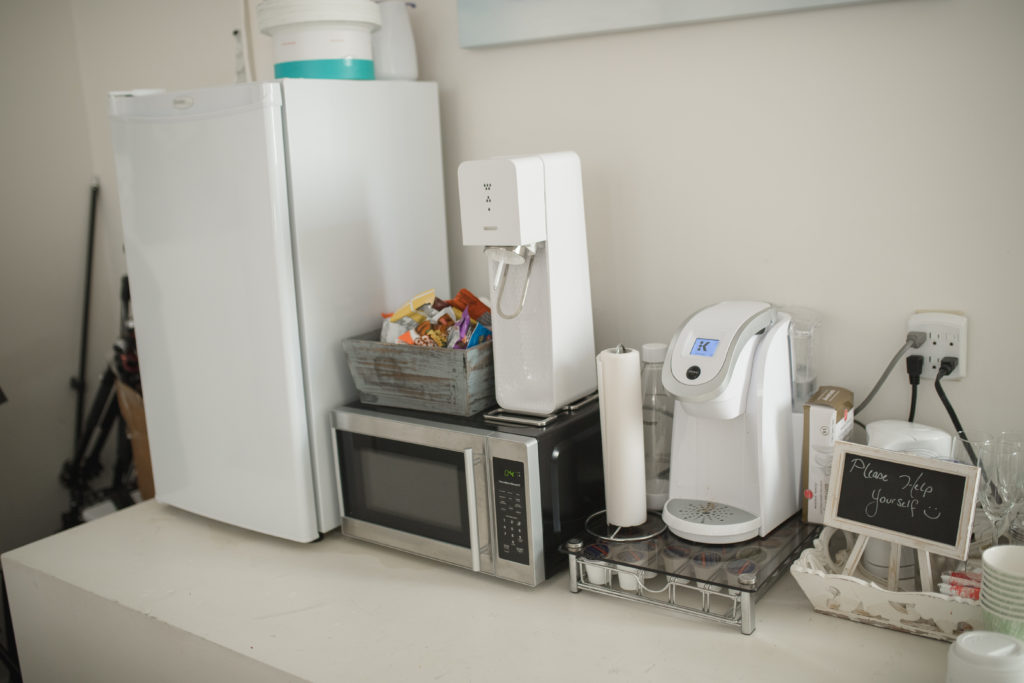 kitchen equipment in newborn photo studio